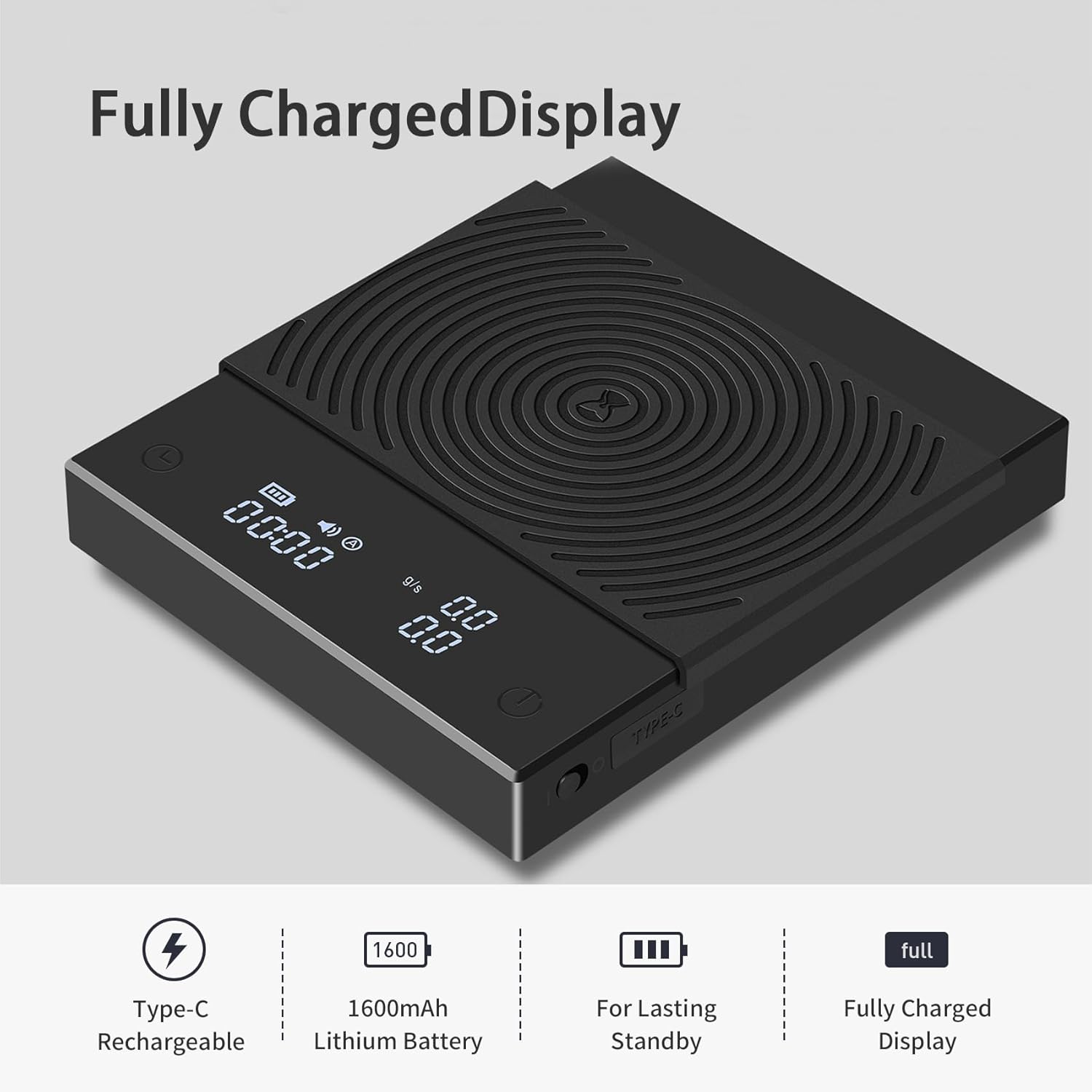 TIMEMORE Coffee Scale Basic 2.0 Electronic Espresso Scale with Water Flow Rate and Timer Function, Free Switching of Ounce/kg Units, Digital Scale for Kitchen/Baking/Cooking, Black