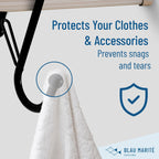 10-Pack Metal S Hooks for Hanging – Heavy-Duty S-Shaped Hook with Safety Buckle – Fits Bars up to 0.8 in – Anti-Drop S-Hooks for Kitchen, Bathroom, Closet & Pot Racks – Black (Medium)