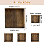 Rustic Wooden Serving Trays with Handle, Serving Platters, Charcuterie Board Set of 5 Nesting Food Trays for Serving Food, Home Decor/Breakfast/Coffee Table/Butler/Ottoman/Bed Tray