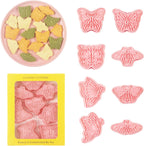 Butterfly Cookie Cutters 8 Pcs Plastic Biscuit Cutter Set 3D Pressable Cake Baking Fondant Embosser Stamps for Party Decoration Pastry Tools (F8)
