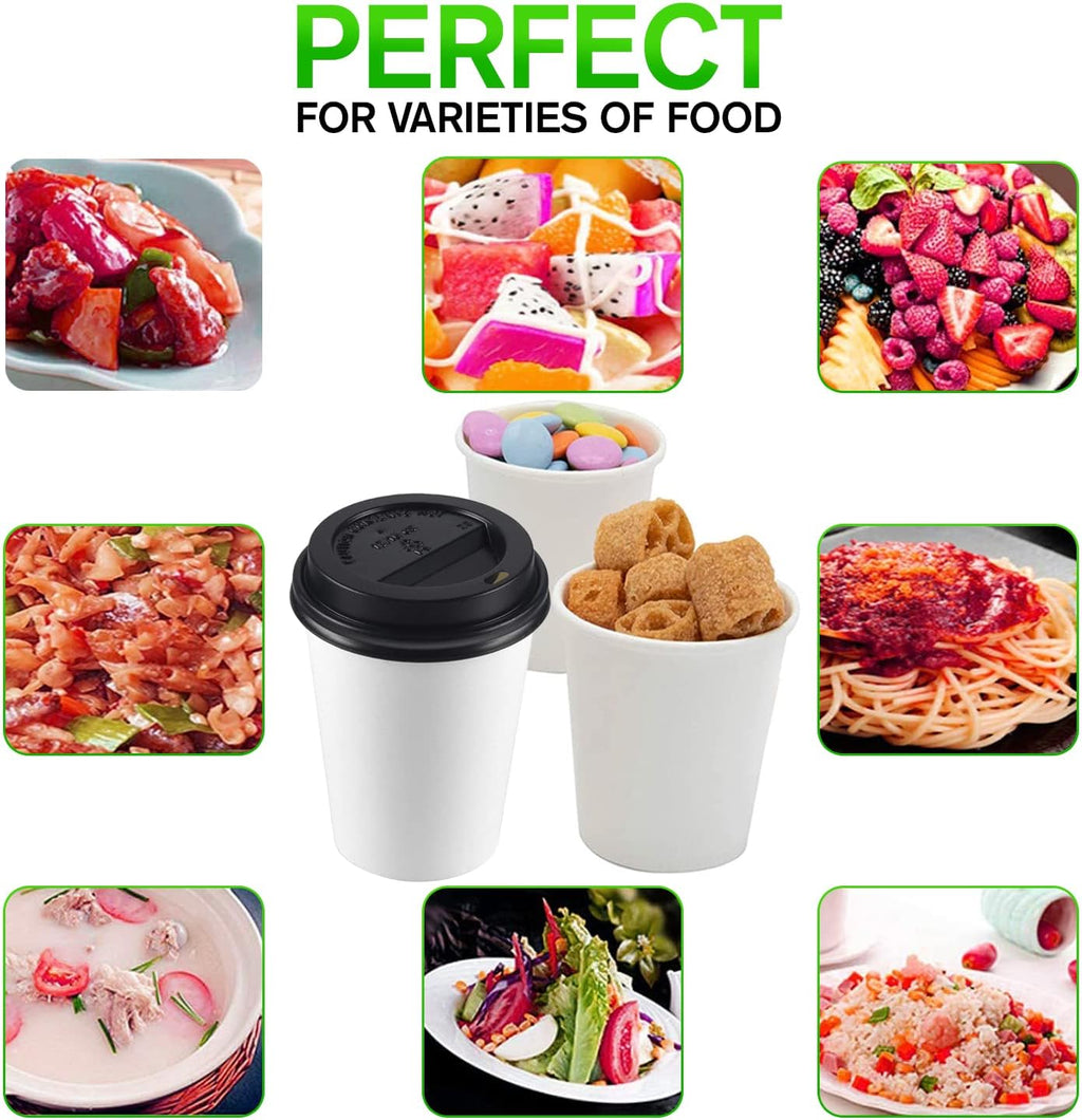 Smygoods White Disposable Paper Coffee Cups with Lids (10 OZ, 100 Count) For Hot Beverages, Tea, Espresso, Cocoa - To Go Drink Containers, Café & Office