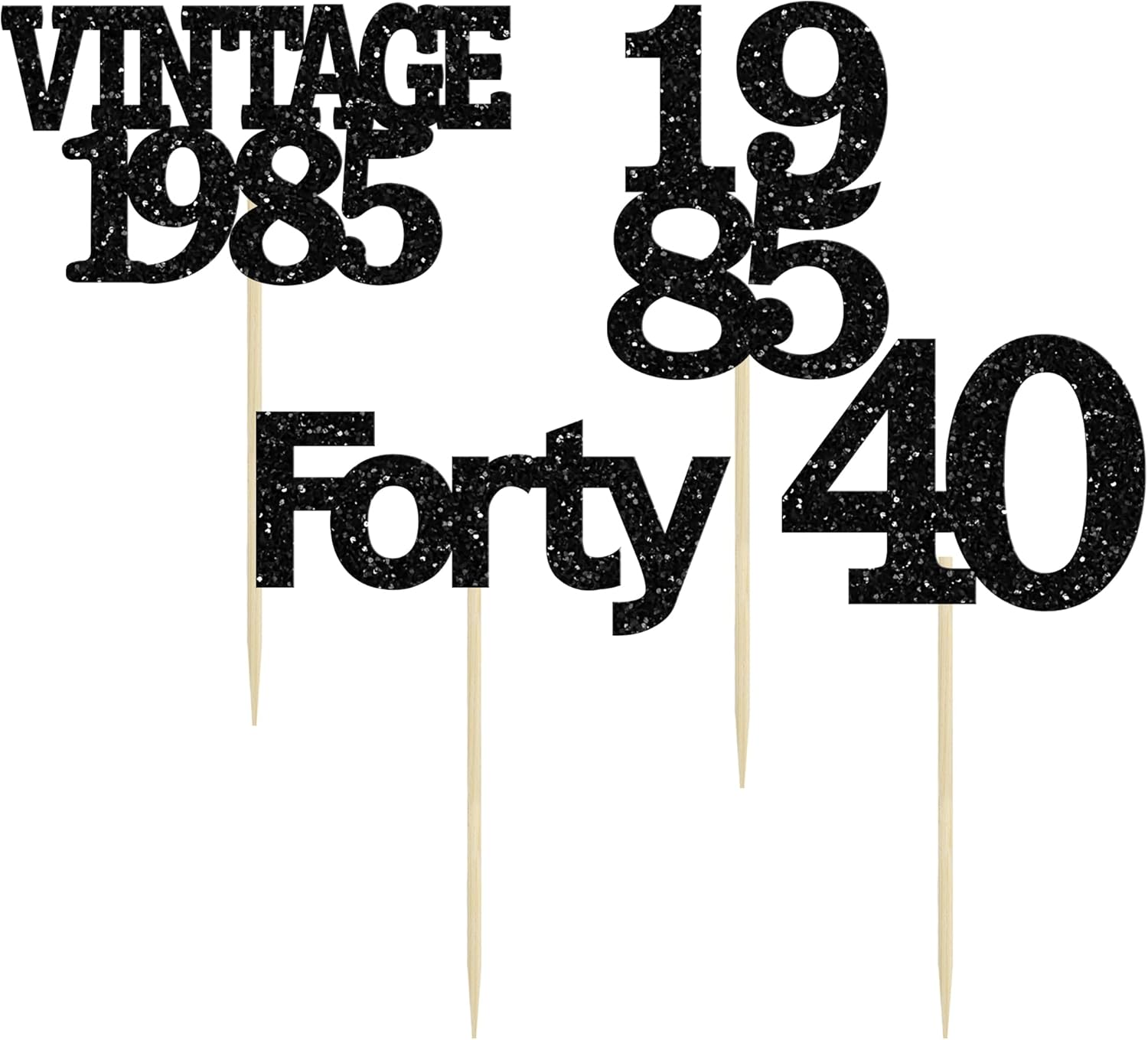 Gyufise 24Pcs Vintage 1980 Cupcake Toppers Glitter Cheers to 45 Fabulous Forty Five Cupcake Picks 45th Birthday Wedding Anniversary Party Cake Decorations Supplies Black