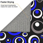 Blue Black White Geometric Circle Dish Drying Mat for Kitchen Counter, 16" x 18" Absorbent Microfiber Drying Pad for Dishes, Modern Decor Kitchen Mat, Foldable, for Sink, Dining Area, Small Appliances