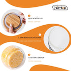 Glass Storage Containers Set of 4, 15 FL OZ High Borosilicate Glass Jars Kitchen Food Canisters with Acacia Wood Lids for Coffee Beans/Sugar/Tea/Nuts