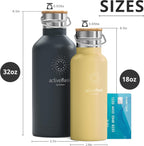 Stainless Steel Water Bottle with Straw, Infuser & 3 Lids: 18/32 OZ Leak-Proof Vacuum Insulated ACTIVE FLASK Drinking Bottles Hot Cold: Double Walled Outdoor Drink Thermo Mug Tea Coffee Sport Gym Bike