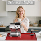 Rnivvi Silicone Coffee Mat, 12" x 19" Waterproof Raised Edge Coffee Bar Mats for Espresso Machine Station Accessories, Heat Resistant Dish Drying Pad for Kitchen Counter, Rubber Bar Decor Pad, Red