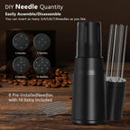 WDT Tool Espresso Distributor Accessory kit &1.7mm Thickness 150μm Mesh Puck Screen & 8 Magnets dosing ring Compatible with Breville Portafilter (WDT +54MM Black dosing ring&puck screen)