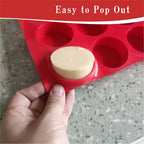 3Pcs Oreo Cookie Chocolate Silicone Molds, 12-Cavity Round Chocolate Cookie pans for Candy, Silicone Baking Molds for Mini Cakes, Jelly and Muffin Baking (red)