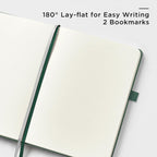 &And Per Se Dotted Journal Notebook (5 Packs), A5 Hardcover Leather Dotted Journal, 160 Pages 100 gsm Thick Paper, 3 Sheets of Stickers Included- 5.7'' x 8'' (Green