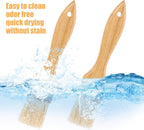 2Pcs Basting Brushes, Pastry Brush for Cooking and Baking, Natural Boar Bristle Food Brushes for Oil and Sauce, Butter & Egg Wash Brush Kitchen Gadgets with Beech Hardwood Handles