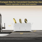 Cutlery Holder with Drain Holes, Silverware Caddy for Party, kitchen counter, 3pcs Bins Set Countertop Utensil Holder for Spoons, Forks and Knives, White