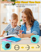 Pomodoro Timer Cube Visual Productivity Flip Timer for Kids Classroom Desk, 5/10/25/50min& Custom Countdown, Silent&Sound Mode Digital Cube for ADHD Study Work School Game Kitchen (Mint Green)