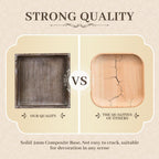 Wooden Decorative Tray, Small Serving Tray with Wood Bead, Farmhouse Big Tray for Ottoman, Countertop, Coffee Tabl, 13" x 13"x 1.6" (Retro Brown)