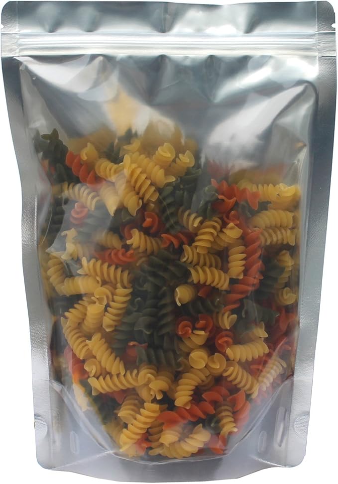 AwePackage 100 Pack of 7"x10" Airtight Zipper Stand Up Pouch Bag - Clear Front Aluminum Foil Back Heat Sealable Zip Lock