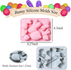 2 Pack Bunny Silicone Molds, 5-Cavity Easter Bunny Chocolate Tray Molds, Bunny Baking Molds for Jellies, Candies, Ice Cubes, Wax Melts, Soaps, Cake Decoration