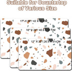 Coffee Bar Mat for Countertop, 17" X 28” Super Absorbent Dish Drying Mat, Large Kitchen Counter Mats Fits Under Coffee Maker, Non-slip Espresso Machine Pad, Terrazzo