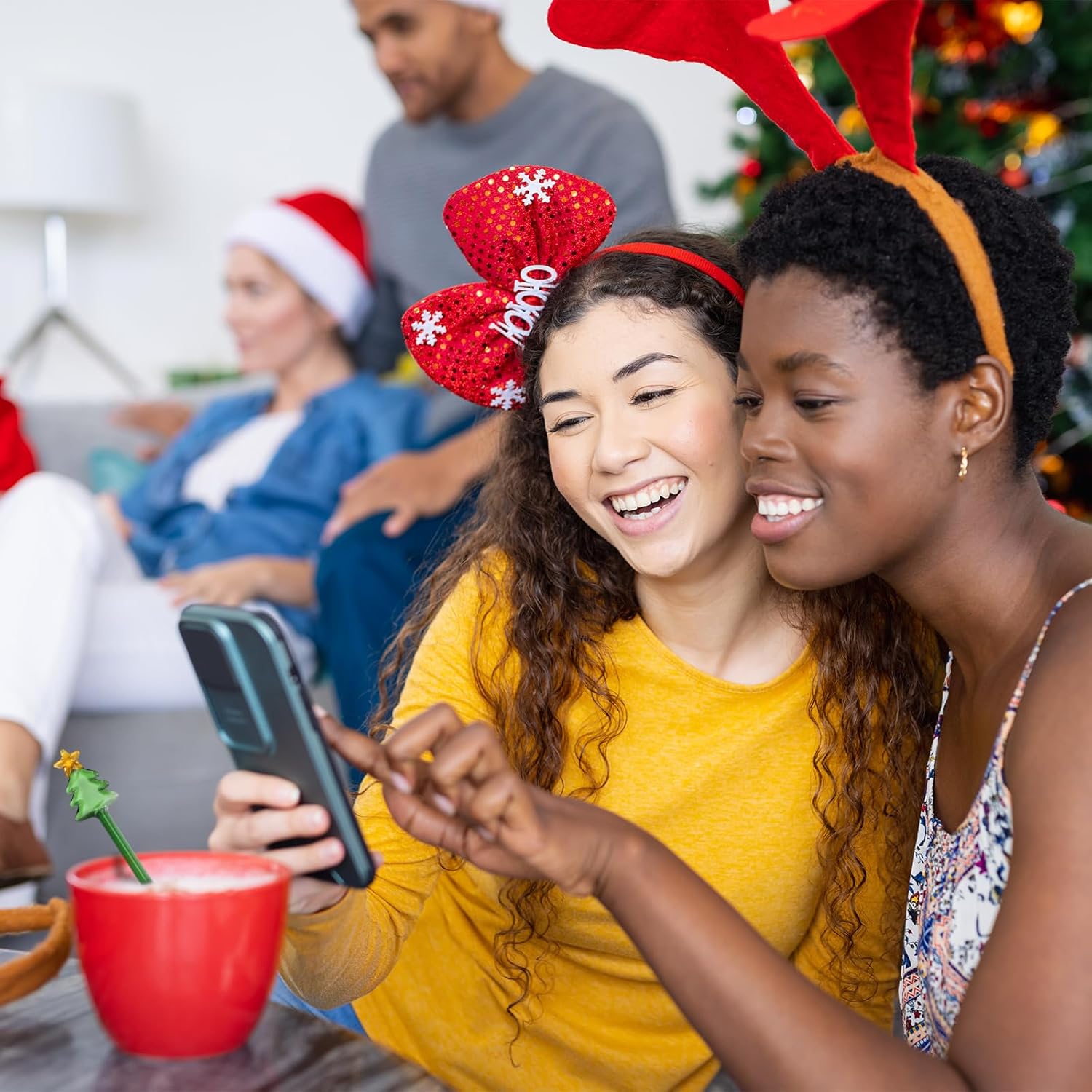 12 Pcs Christmas Glass Drink Stirrers 7 Inch Xmas Stir Sticks Reusable 3D Coffee and Cocktail Stirrers Hot Cocoa Bar Supplies for Holiday Party Favors (Christmas Tree)