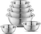 AVADOR Set of 6 Premium Stainless Steel Mixing Bowls Set, Easy To Clean, Space Saving Nestable Design, Great for Cooking, Baking, Prepping (0.75qt, 1.5qt, 3qt, 4qt, 5qt, 8qt)