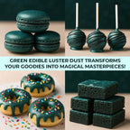 Bulk (20g) Green Luster Dust Edible Glitter for Cocktails, Premium Edible Metallic Dark Green Luster Dust for Drinks Cake Decorations Green Edible Glitter for Drinks Cupcakes Cookies Cakes Food Paint