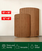 ROYAL CRAFT WOOD Cutting Boards for Kitchen - Wooden Cutting Board for Meal Prep & Serving, Non-Toxic Bamboo Chopping Board, Carbonized Bamboo Durable Charcuterie & Lightweight Serving Boards (2 pcs)