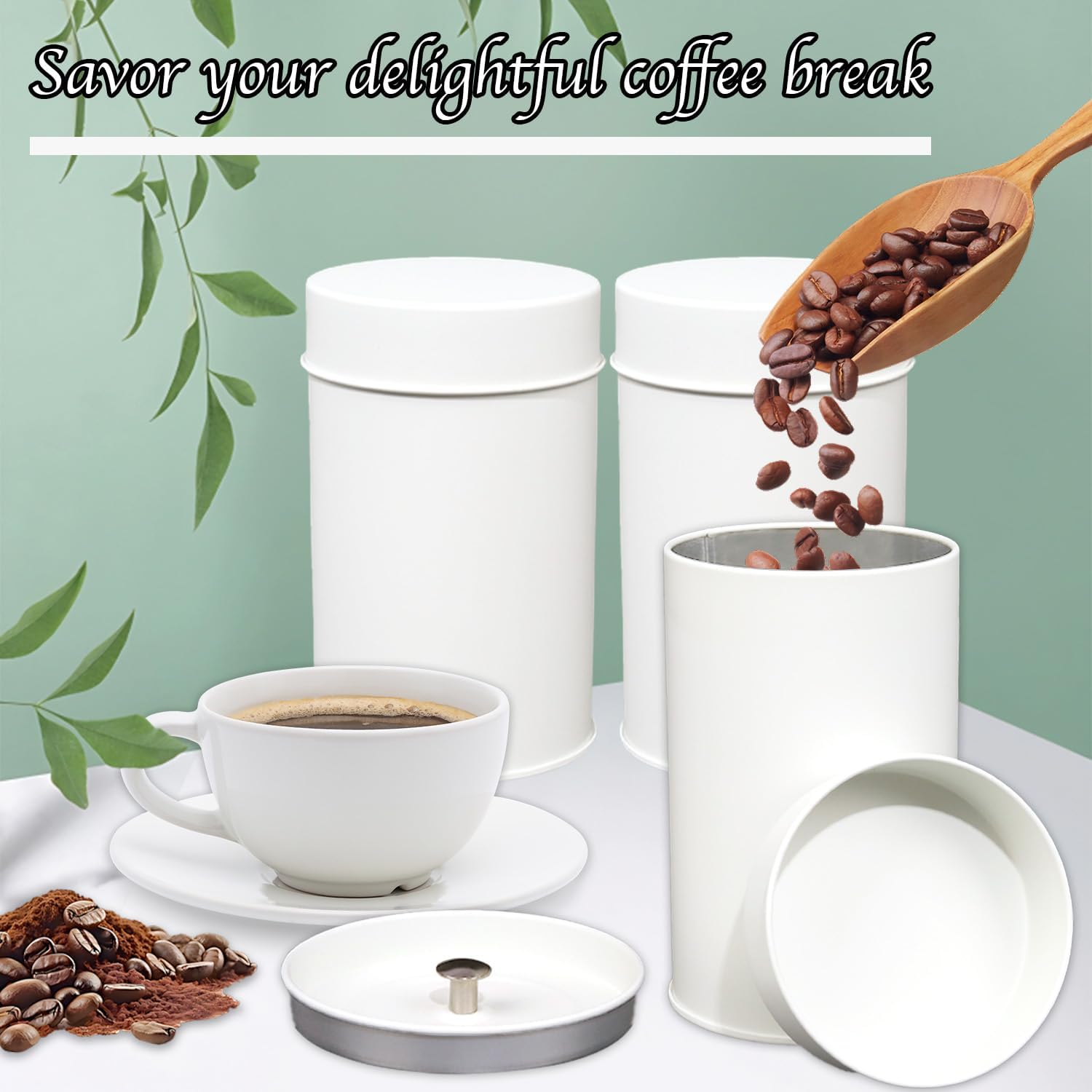 Tea Canister, 6 Pack Tea Tin Loose Leaf Tea Storage Tea Tins For Loose Tea, Tea Storage Loose Leaf Metal Tea Tin Canister For Loose Tea Storage Coffee Sugar Candy Herbs And Spices (White)