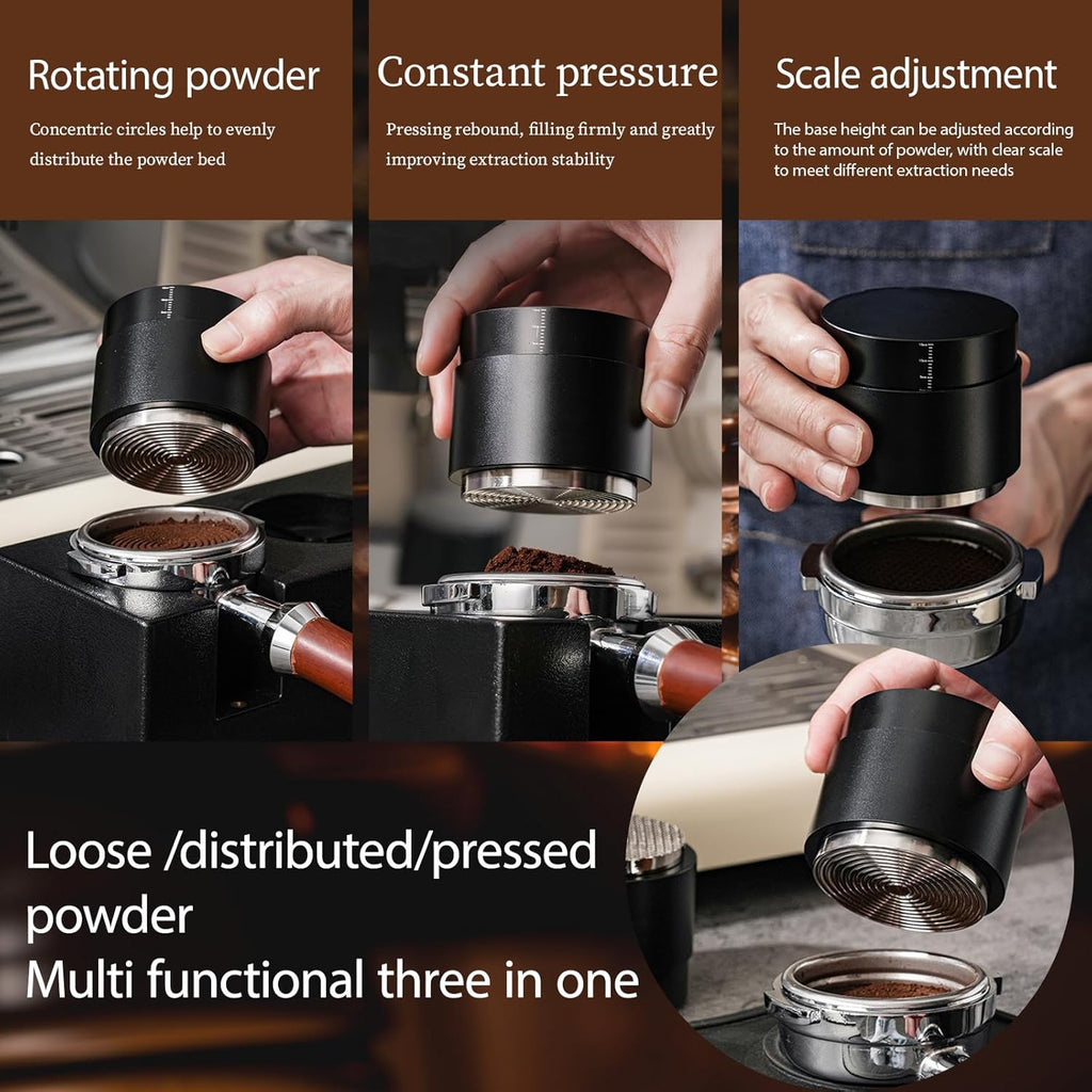 53MM Espresso Accessories - WDT Tool, Coffee Distributor & Tamper set with 3-in-1 Design, 304 Stainless Steel Premium Coffee Accessories for Home Baristas & Beginners