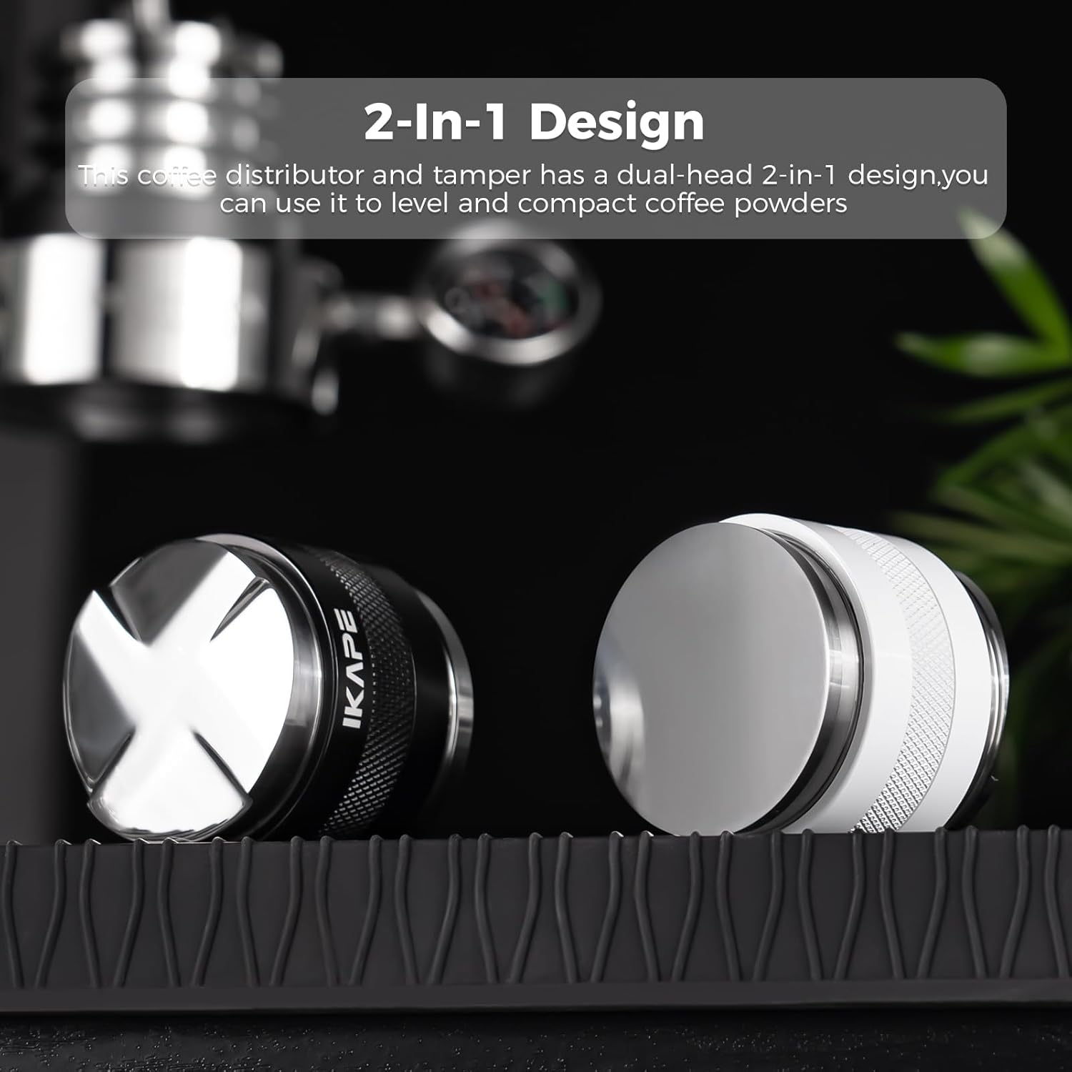 IKAPE Coffee Products, 53mm Coffee Distributor & Hand Tamper, Adjustable Depth Espresso Distributor Fits All 53mm Espresso Portafilter, Compatible with 54MM Breville Bottomless Portafilter (Black)