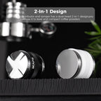 IKAPE Coffee Products, 51mm Coffee Distributor & Hand Tamper, Adjustable Depth Espresso Distributor Fits All 51mm Espresso Portafilter, Compatible with Delonghi Bottomless Portafilter (Black)