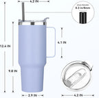 HASLE OUTFITTERS 40 oz Stainless Steel Tumbler with Handle, Vacuum Insulated Tumblers Bulk, Reusable Double Wall Travel Coffee Mug, Durable Powder Coated Water Bottle(Blue, 4)