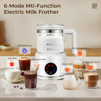 Electric Milk Frother, 6 in 1 Milk Steamer,17oz Automatic Warm and Cold Foam Maker for Coffee,Latte, Cappuccino, Macchiato, Hot Chocolate (White)