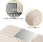 SANZIE Luxury Leather Tray Desktop Storage Catchall Organizer Decorative Tray for Entryway Table to Hold Jewelry Watch Keys Phone Wallet (Metal Silvered, Grey)