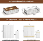 Wican Marble Guest Towel Holder Tray for Bathroom, Napkins Holder for Powder Room Dinning Table Wooden Basket for Disposable Paper Hand Towels Silvery and Marble White