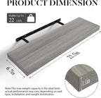BAYKA Floating Shelves, 22.5" Rustic Wood Wall Mounted Shelves for Bathroom, Bedroom, Living Room, Kitchen, Hanging Shelf for Books/Storage/Decor (Grey,Set of 2)