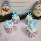 Gyufise 50Pcs Pink Edible Cupcake Cake Toppers Snowflake Cake Decorations for Christmas Winter Frozen Theme Party Supply Decoration Multi