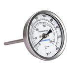 MEASUREMAN Fully Stainless Steel Bimetal Dial Thermometer, 3" Dial, 4" Stem, 50-550 deg F/10-260 deg C, -1% Accuracy, Adjustable, 1/2" NPT Back Mount