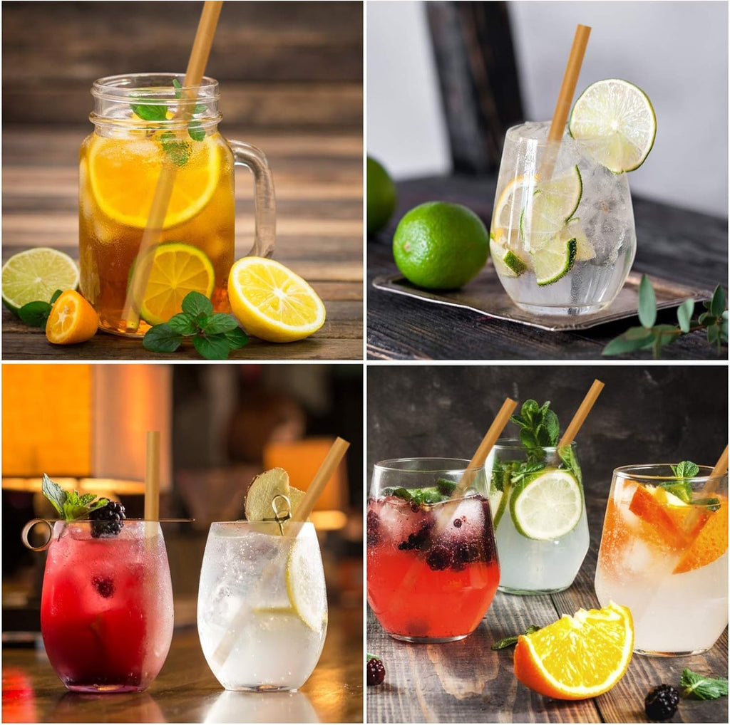 600pcs Compostable Biodegradable Sugarcane Straws Disposable 8 Inch Plasticless Sturdy Smoothie Straws Not Foggy Compatible with All Lid Types