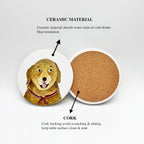 Cute Coasters for Desk Dog Themed Absorbent Ceramic Cup Coasters for Tabletop Protection, Ideal for Various Size Cups Outdoor or Indoor