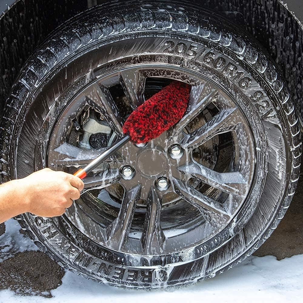 Soft Brsuh Wheel Brushes Set (3 Pack) - 3 Szie Synthetic Soft brsuhie Brush, 1x Car Detail Brush, Wheel Soft brsuhies Cleaning Brush for Car Rim Wheel Washing…