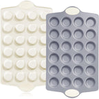 BRONYPRO Ceramic Mini Muffin Pan, 24-Cup Nonstick Aluminized Steel Mini Cupcake Pans, Healthy Non-Toxic Ceramic Coating Muffin Tin, 2 Pack Cup Cake Pans for Baking Cream