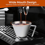 YARRAMATE 2Pcs Stainless Steel Espresso Shot Cup, Double Spout Metal Espresso Measuring Cup with V-Shaped Mouth, Espresso Accessories, 3.4OZ/100ML (White)
