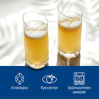 Villeroy & Boch New Moon Set, 4 Pieces, Elegant, Modern Sloping Long Drink, Crystal Glass, Transparent, Dishwasher Safe