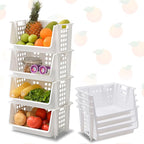 TidyFriend Medium Stackable Storage Bins for Pantry - 4 Pack, Stackable Bins For Organizing Food, Kitchen, and Bathroom Essentials (White)