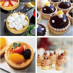 Guowall Stainless Steel Round Tart Ring Metal Perforated Cake Mold Pastry Molud for Circle Tartlet French Dessert Small Fruit Tarte Crust (6pcs)