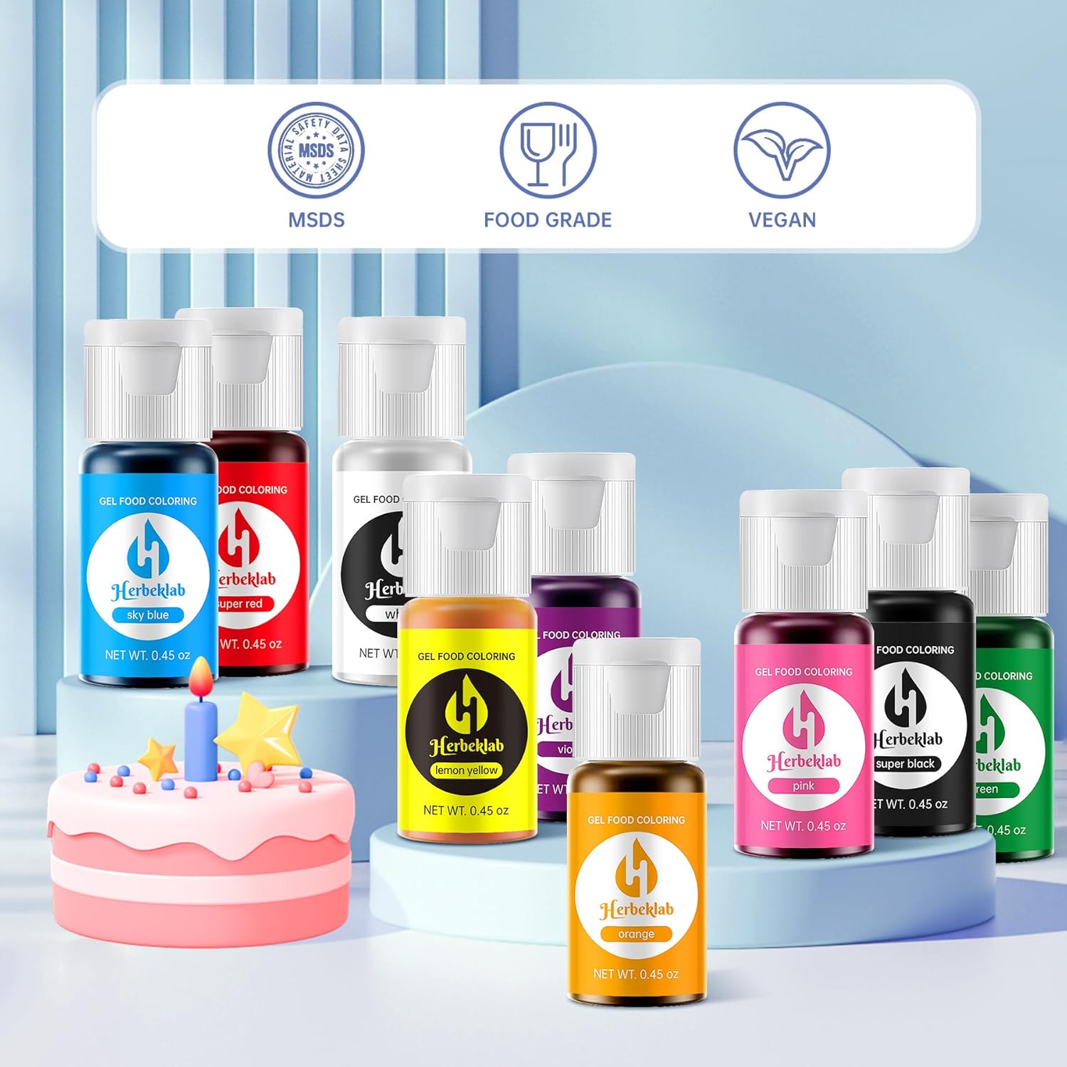 Gel Food Coloring - 10 Colors x 0.45 oz Concentrated Gel Based Food Dye Vibrant Icing Colors Professional-Grade Neon Food Color for Baking Cake Decorating Cookies Fondant