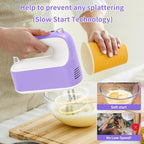 CBQ Hand Mixer Electric, 9 Speed 400W Handheld Mixer with Digital, Touch Button, Turbo, Storage Case, 5x Stainless Steel Accessories, Mixer Electric Handheld for Cake, Cookie, Egg (Lavender Purple)