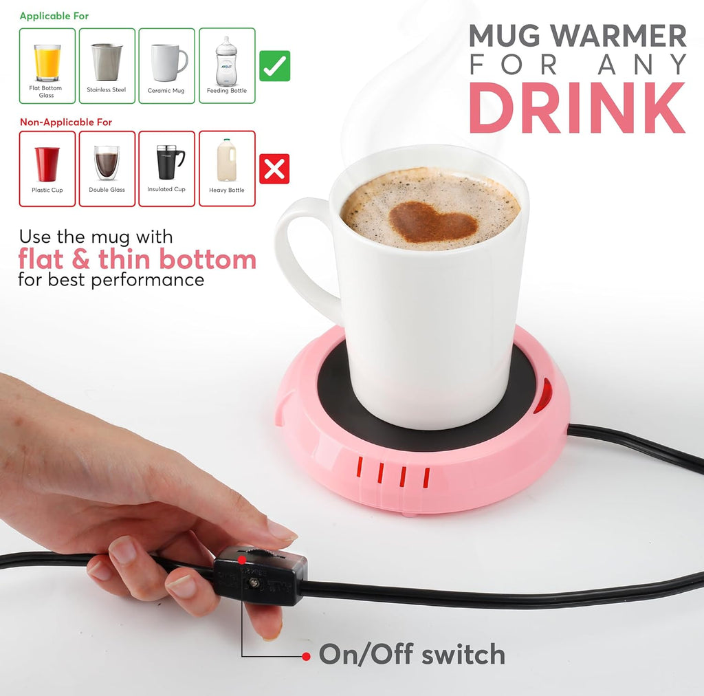 Large Candle Warmer Plate Safely Releases Scents Without a Flame - Used as Candle Jar Warmer, Coffee Warmer, Mug Warmer, Cup Warmer, Tea Warmer Desk in Your Home & Office, 1 Pack, Pink