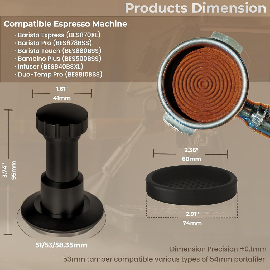 Coffee Tamper 58.35mm, Spring Loaded Espresso Tamper with 25lb/30lb/35lb Calibrated Springs, Sound Feedback & Ripple Base for Even Extraction, Espresso Accessories
