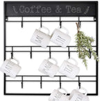 AJART Coffee Bar Decor Mug Holder: 22" Large Square Coffee Cup Rack for Home Kitchen Office Dining Room Cafe Bar