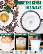 Huogary Milk Frother, Milk Steamer for Milk Foam & Hot Milk(4.5oz/10.5oz), Electric Milk Frother and Warmer for Homemade Coffee, 120V (Black)