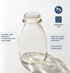 kitchentoolz 16 oz Glass Milk Bottle with Lid and Pour Spout – Small Glass Creamer Container for Refrigerator – Airtight Pint Milk Bottle for Coffee, Tea, and Liquid Storage